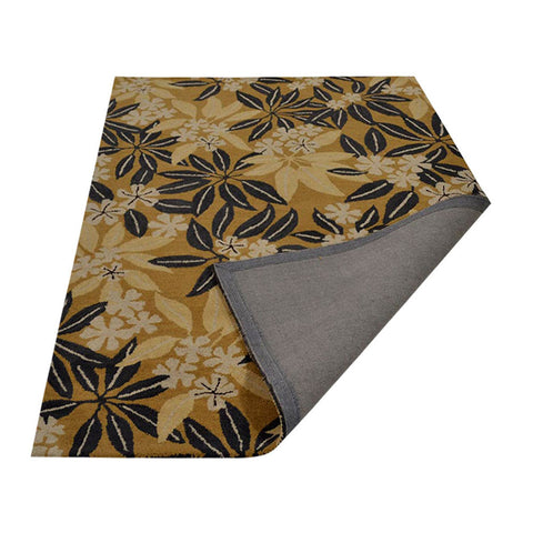 Hand Tufted Wool Area Rug Floral Gold K00651
