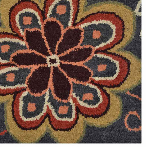 Hand Tufted Wool Rectangle Area Rug Floral Charcoal K00656