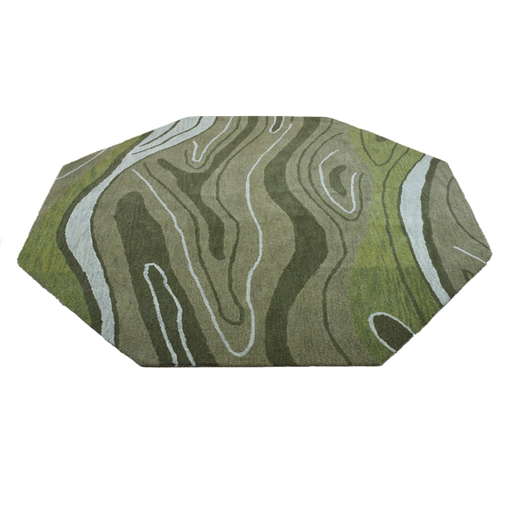 hand-tufted-wool-Octagon-rug-abstract-green-side-2