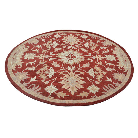 Hand Tufted Wool Round Area Rug Contemporary Red K00688