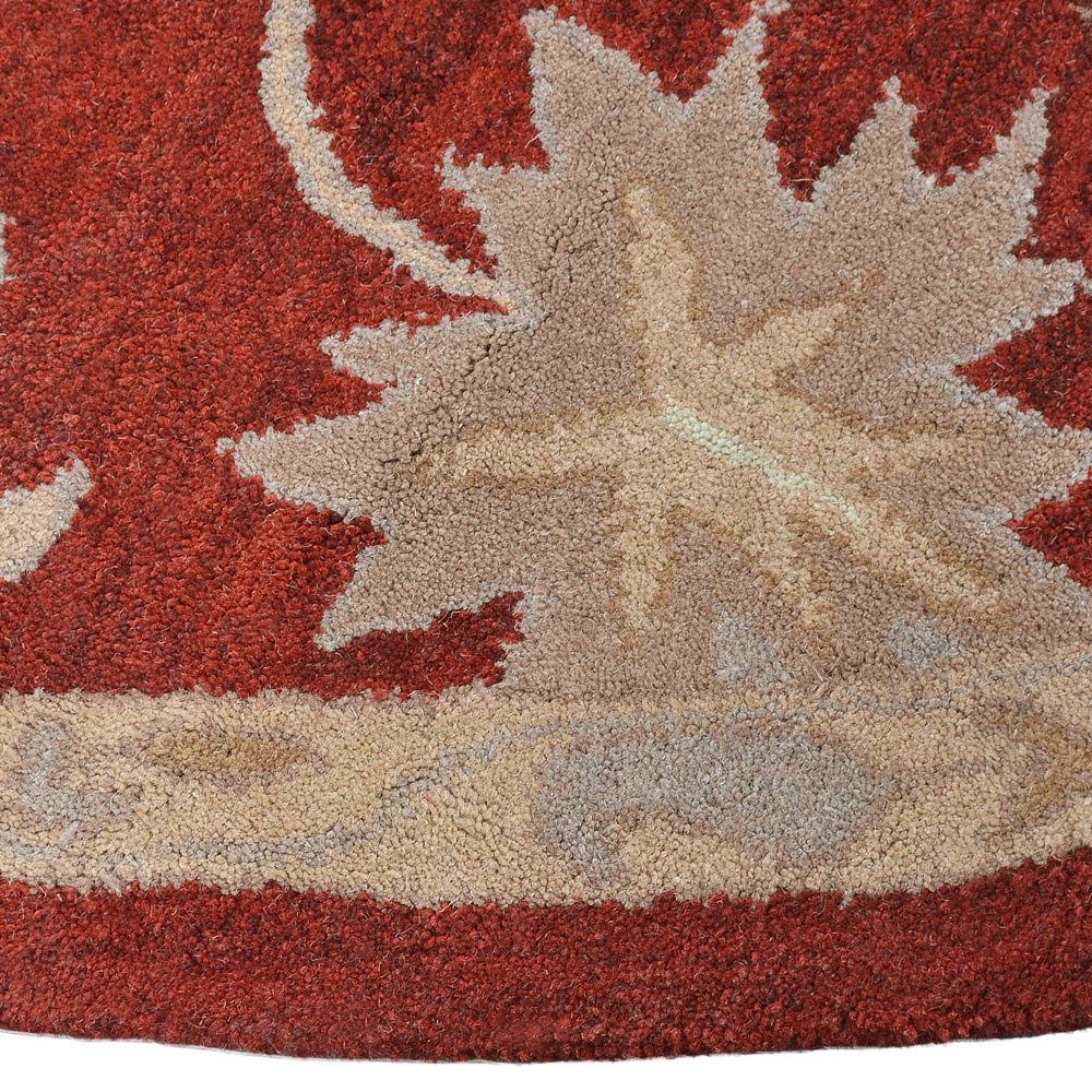 Hand Tufted Wool Round Area Rug Contemporary Red K00688