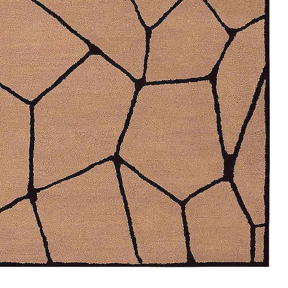 Hand Tufted Wool Rectangle Area Rug Contemporary Beige Black K00692