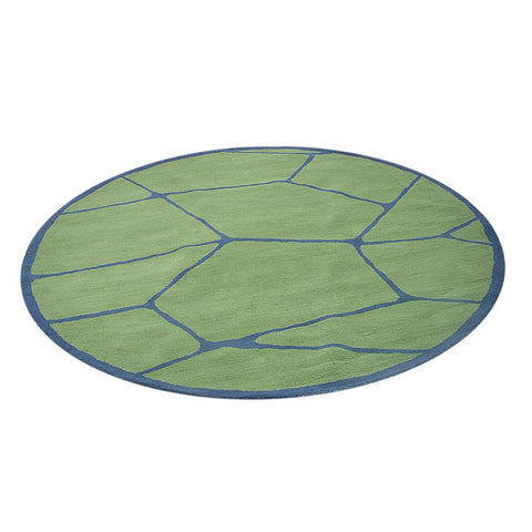 Hand Tufted Wool Round Area Rug Contemporary Green Blue K00692