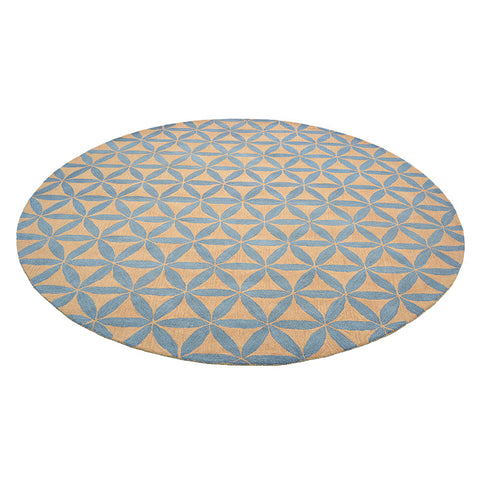 Hand Tufted Wool Round Area Rug Contemporary Gold Blue K00723