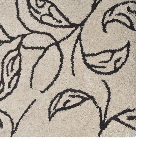 Hand Tufted Wool Area Rug Floral Beige Brown K00726
