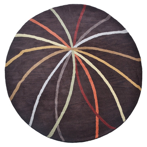 Hand Tufted Wool Round Area Rug Contemporary Brown K00728