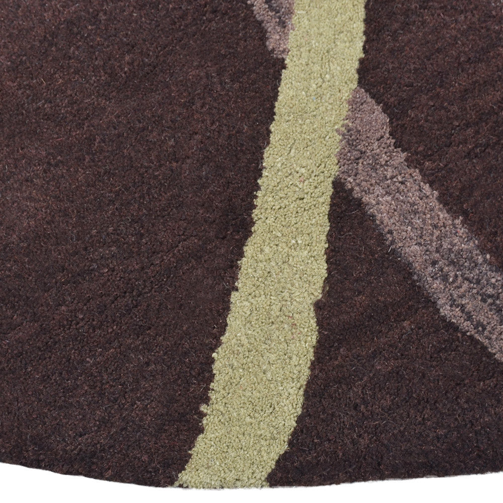 Hand Tufted Wool Round Area Rug Contemporary Brown K00728