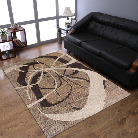 Hand Tufted Wool Area Rug Contemporary Light Brown K00901