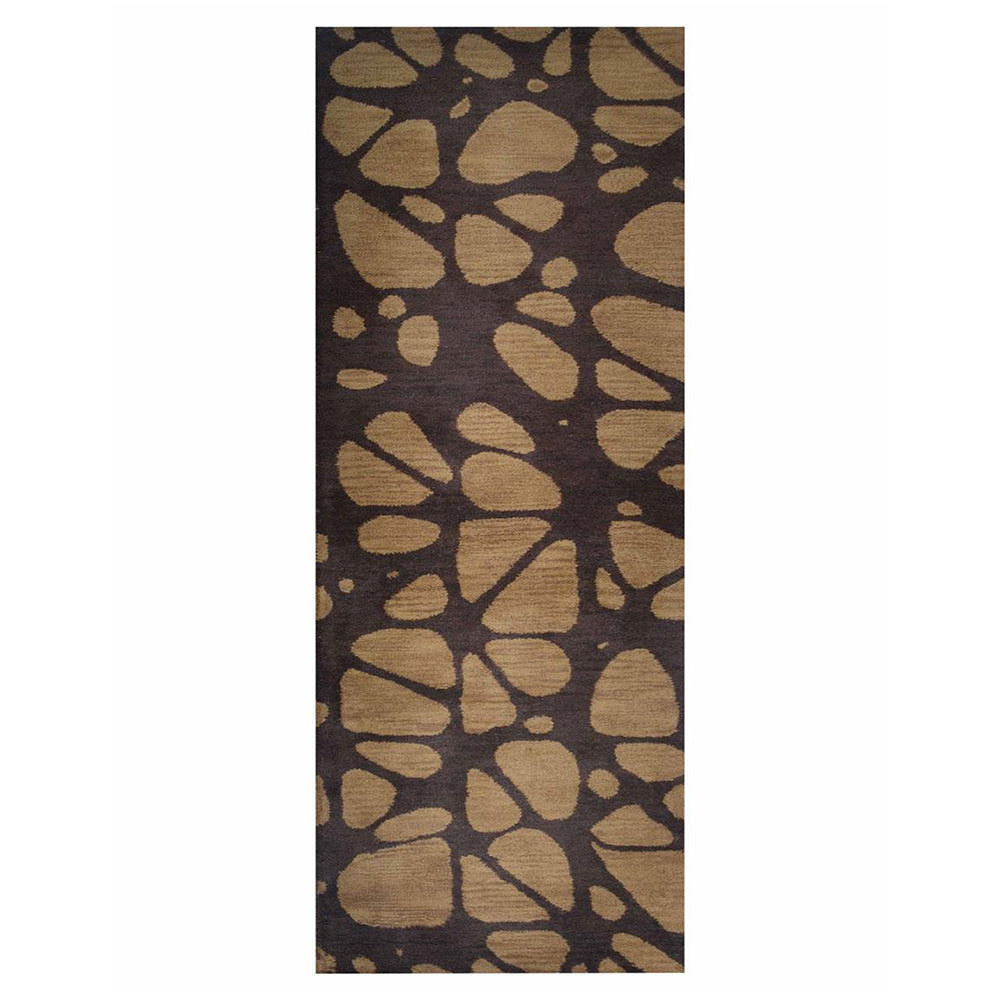 Hand Tufted Wool Runner Area Rug Contemporary Brown Beige K00927