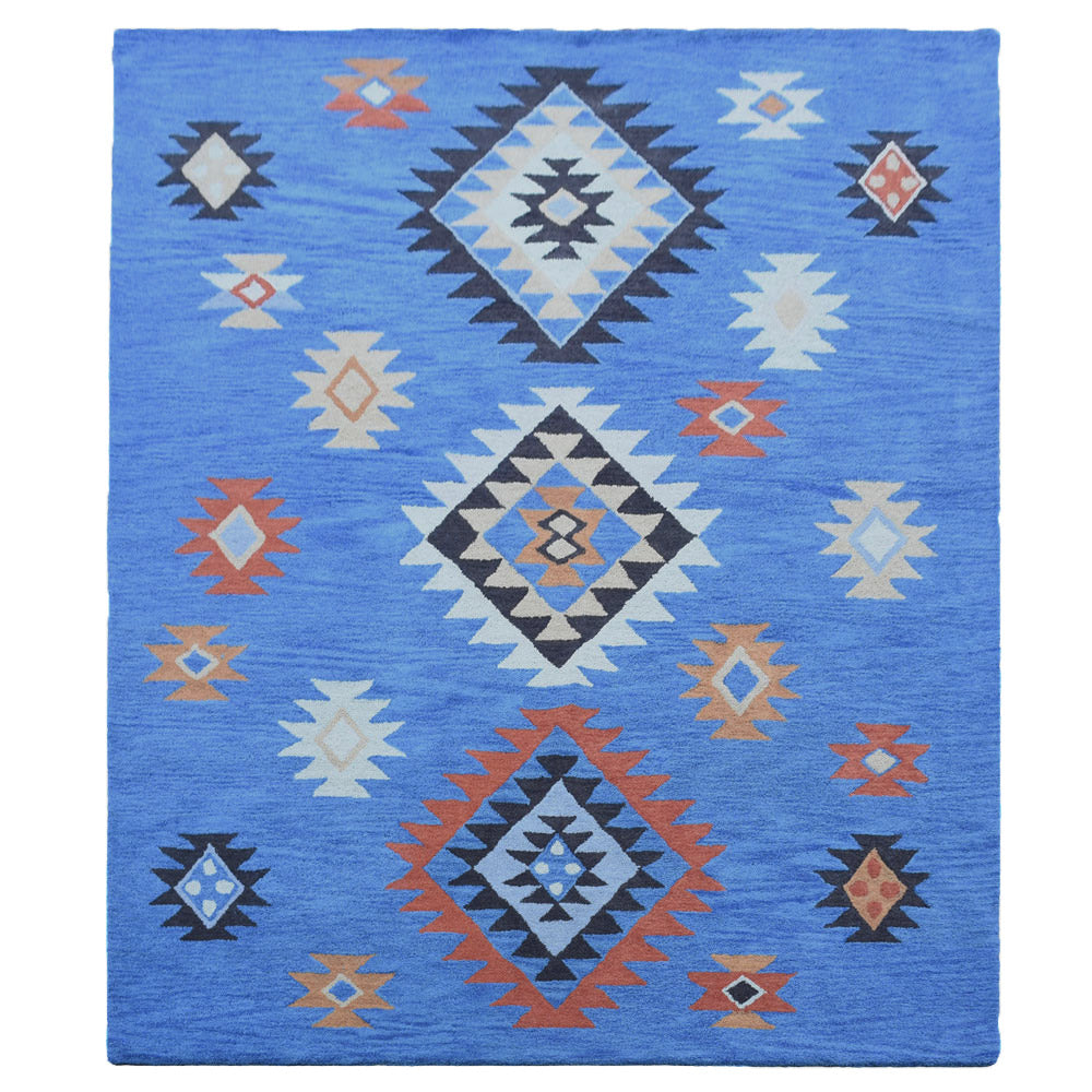 Hand Tufted Wool Area Rug Oriental Light Blue K00S07