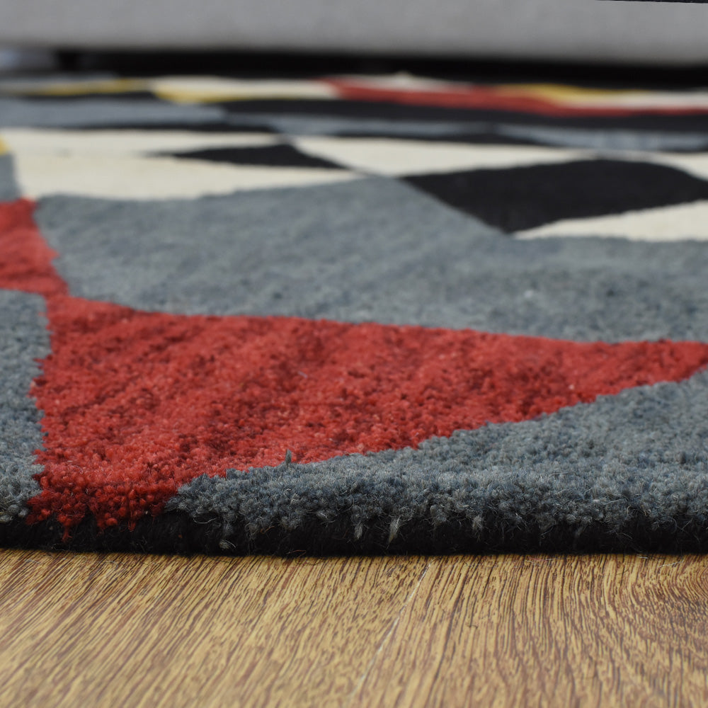 hand-knotted-wool-geometric-multicolor-round-rug-closeup-4