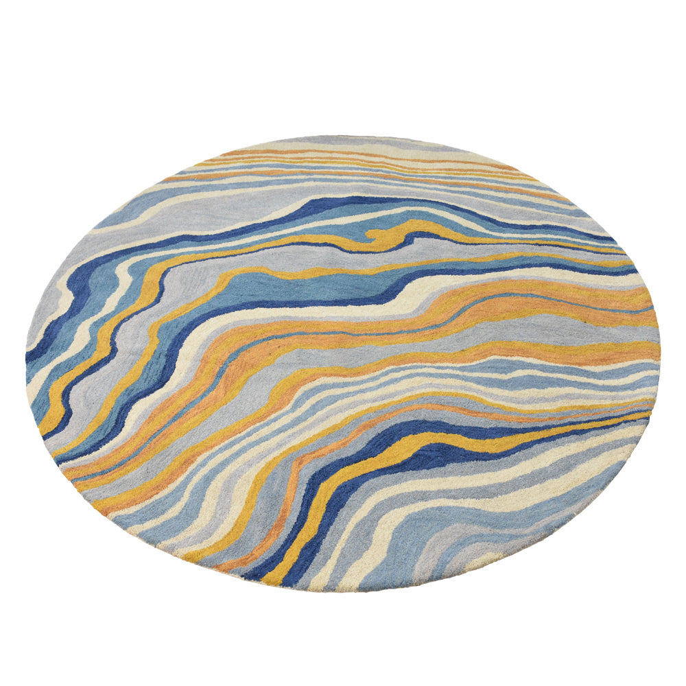 Hand Tufted Wool Round Area Rug Abstract Multicolor K00S17