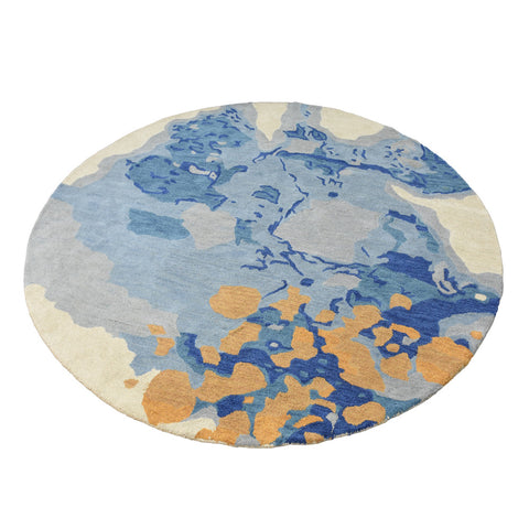 Hand Tufted Wool Round Area Rug Abstract Multicolor K00S18