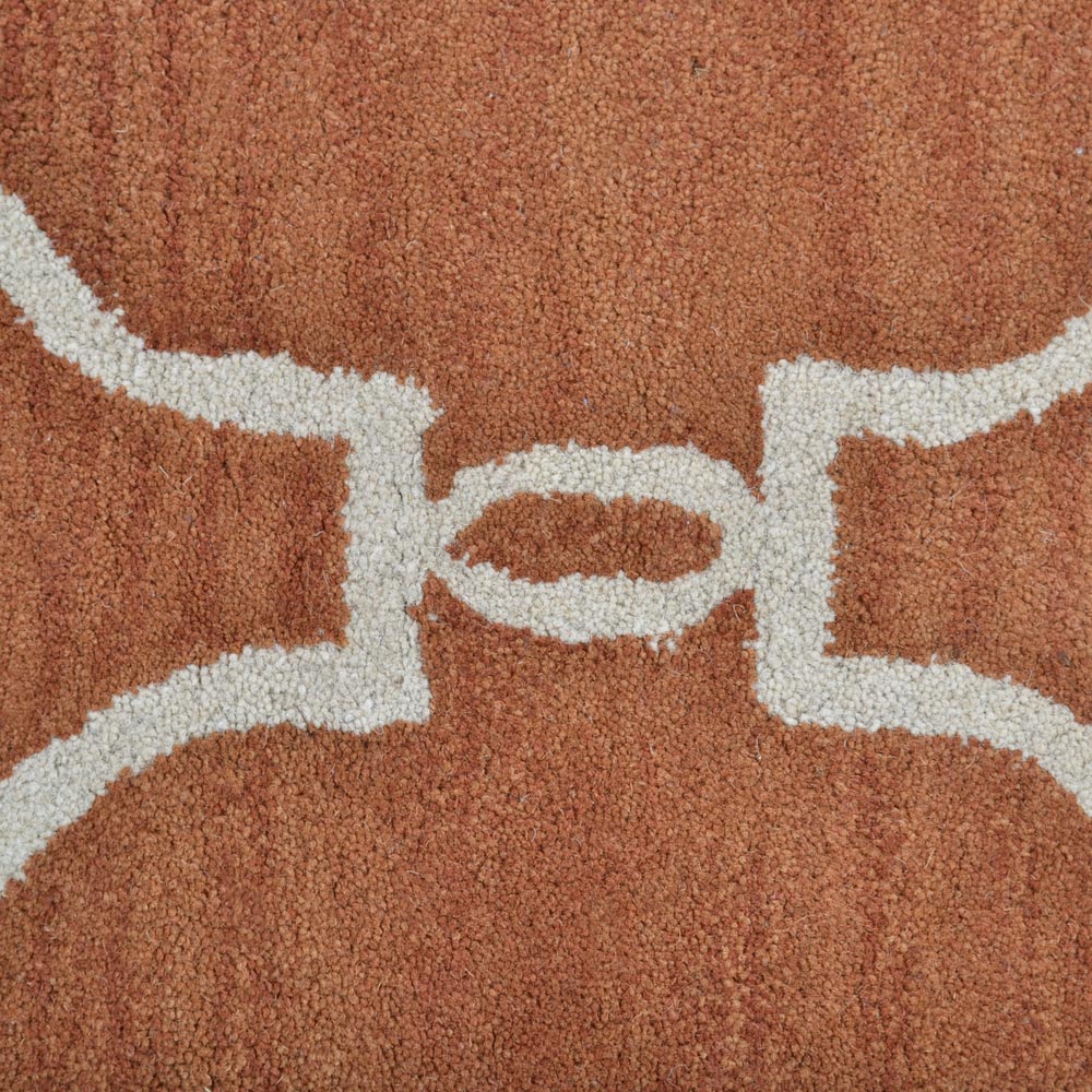 Hand Tufted Wool Area Rug Geometric Red Beige K01004