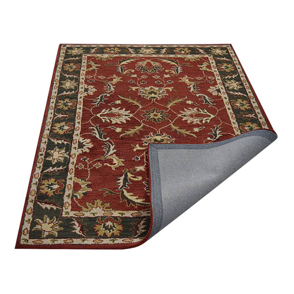 Hand-Tufted-Oriental-wool-rug- red-green-side-4