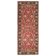 Hand-Tufted-Oriental-wool-runner-rug- red-green-side-1