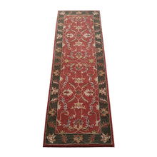 Hand-Tufted-Oriental-wool-runner-rug- red-green-side-2