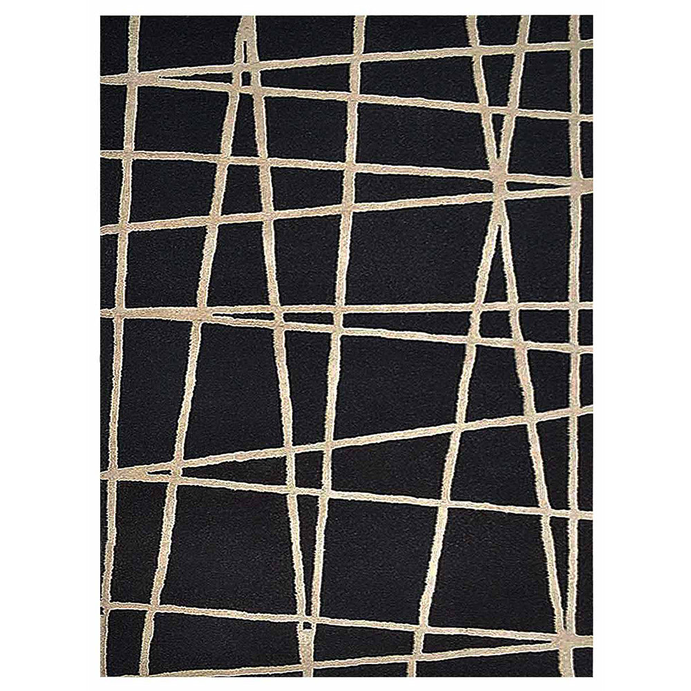 Hand Tufted Wool Area Rug Contemporary Black K02001