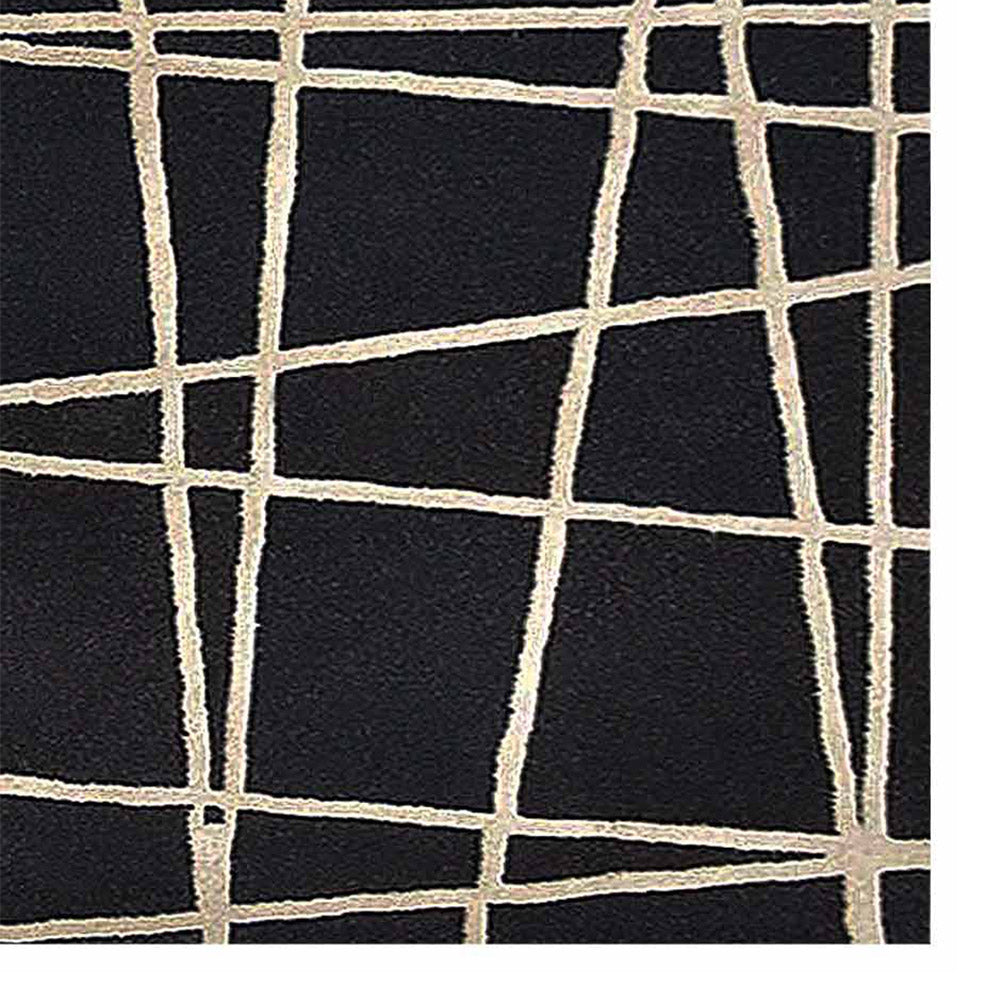 Hand Tufted Wool Area Rug Contemporary Black K02001