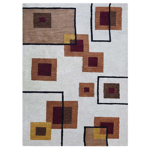 Hand Tufted Wool Area Rug Contemporary Cream K03063