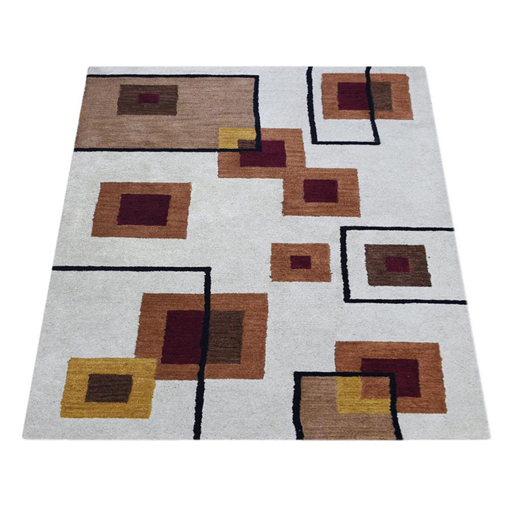 Hand Tufted Wool Area Rug Contemporary Cream K03063