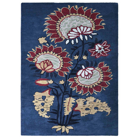 Hand Tufted Wool Area Rug Floral Charcoal K03069