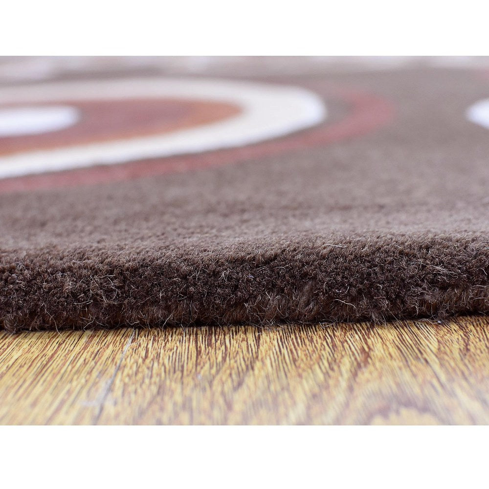 Hand Tufted Wool Area Rug Geometric Brown Beige K03096