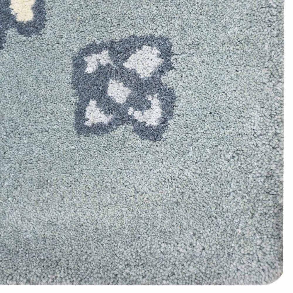 Hand Tufted Wool Area Rug Floral Gray K03107