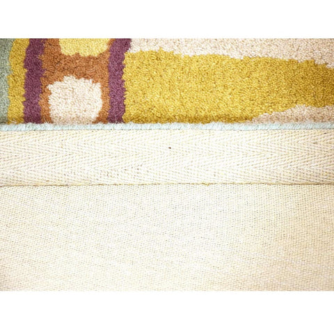 Hand Tufted Wool Area Rug Geometric Green Brown K03111
