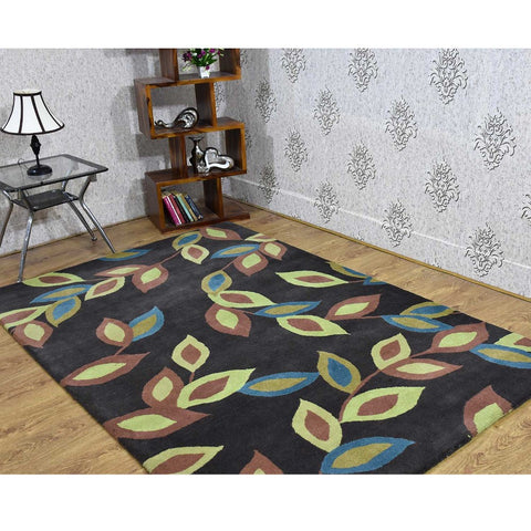 Hand Tufted Wool Area Rug Floral Multicolor K03138