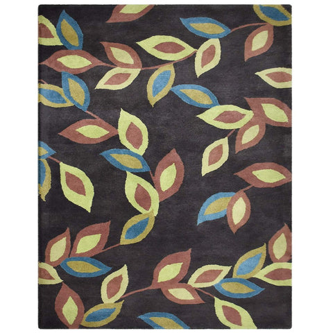 Hand Tufted Wool Area Rug Floral Multicolor K03138