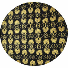 hand-tufted-wool-round-area-rug-floral-black-gold-side 1