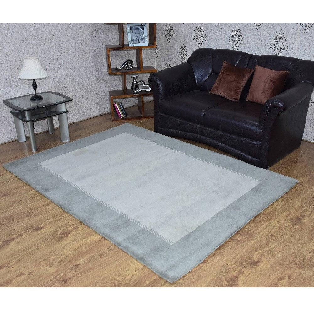 Hand Tufted Wool Area Rug Contemporary Beige Gray K03154