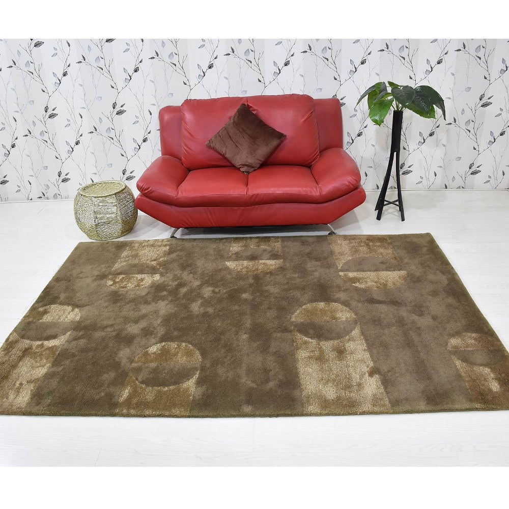 Hand Tufted Wool Area Rug Contemporary Brown K03158