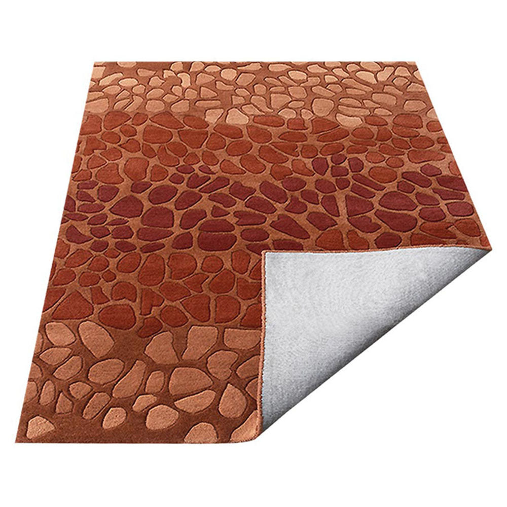 Hand Tufted Wool Area Rug Abstract Red Beige K04038