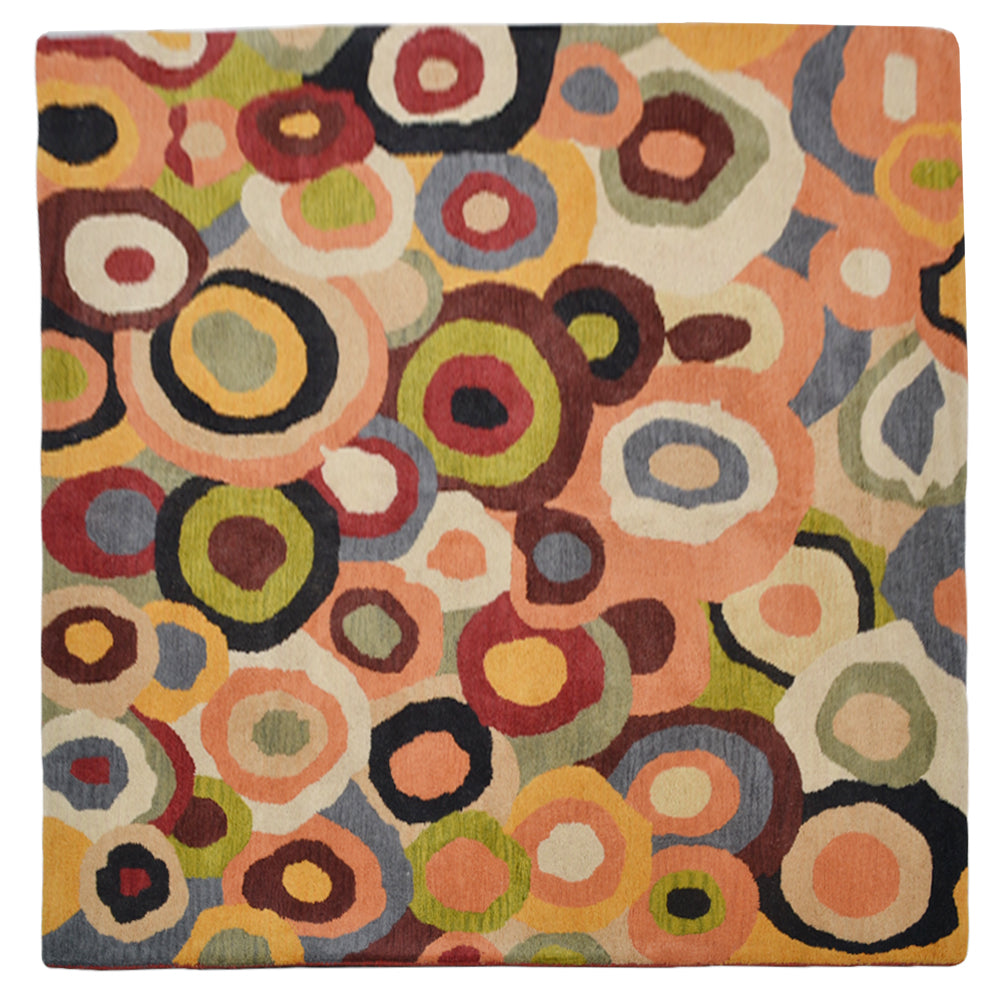 Hand Tufted Wool Square Area Rug Contemporary Multicolor K11125850