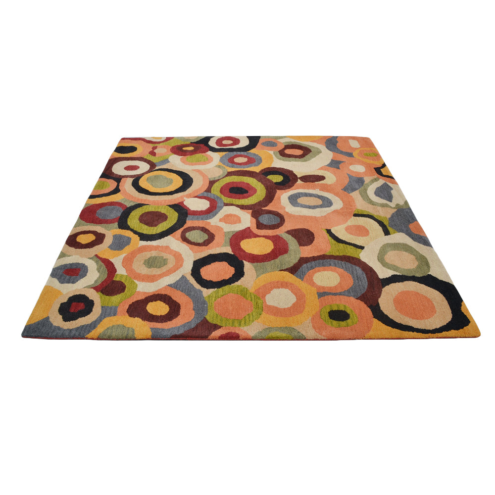 Hand Tufted Wool Square Area Rug Contemporary Multicolor K11125850