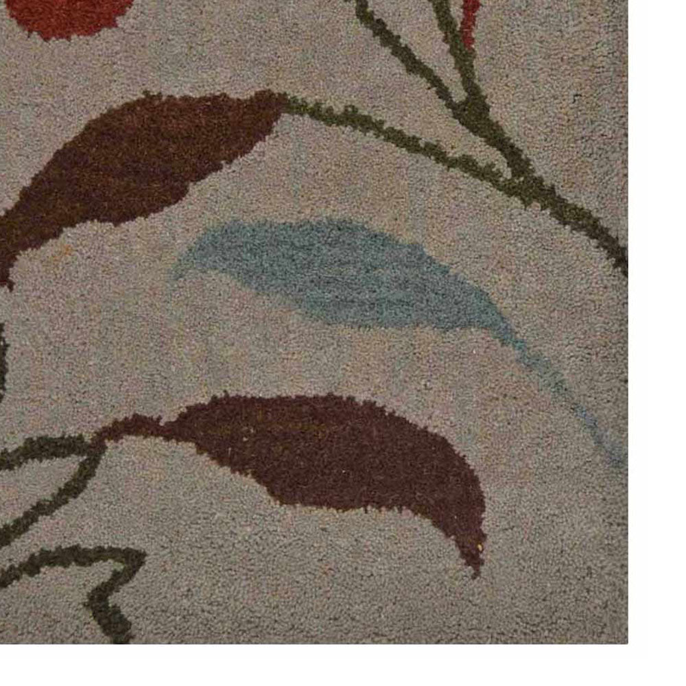 Hand Tufted Wool Area Rug Floral Blue K22093053