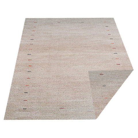 Hand Knotted Loom Wool Rectangle Area Rug Contemporary Beige L00102