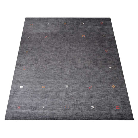Hand Knotted Loom Wool Rectangle Area Rug Contemporary Charcoal L00103