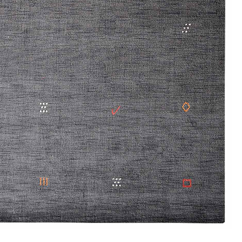 Hand Knotted Loom Wool Rectangle Area Rug Contemporary Charcoal L00103