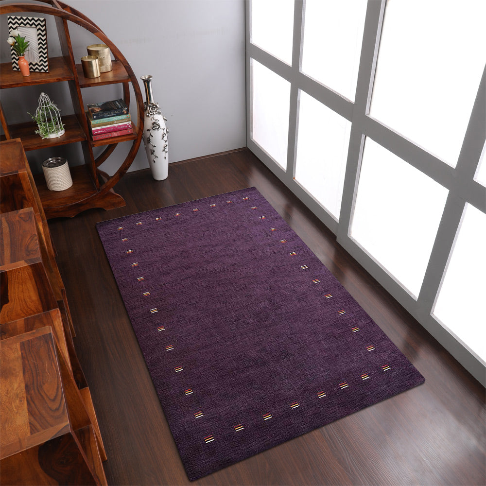 Hand Knotted Loom Wool Rectangle Area Rug Contemporary Purple L00104