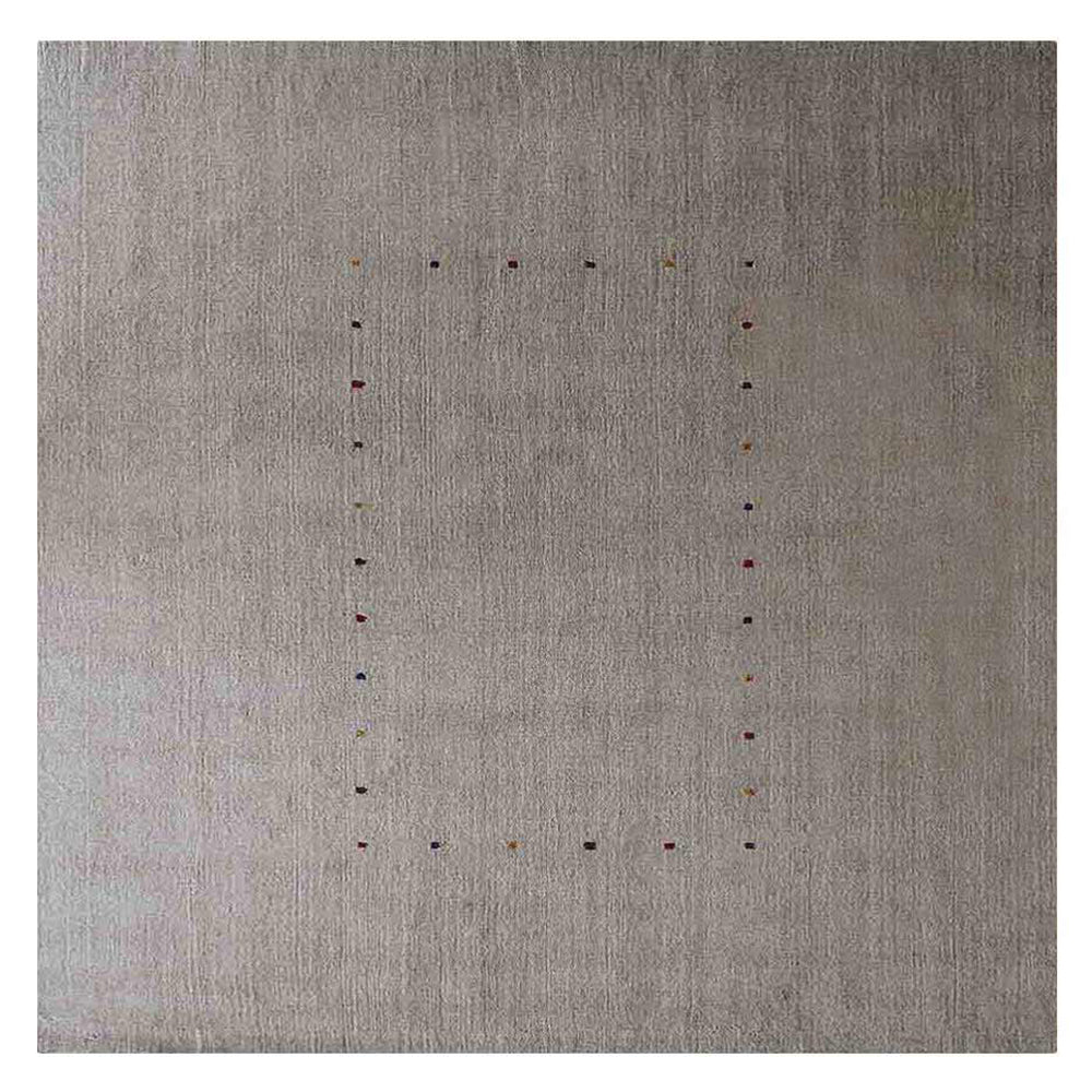 Hand Knotted Loom Wool Square Area Rug Contemporary Beige L00105