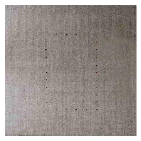Hand Knotted Loom Wool Square Area Rug Contemporary Beige L00105
