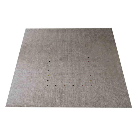 Hand Knotted Loom Wool Square Area Rug Contemporary Beige L00105