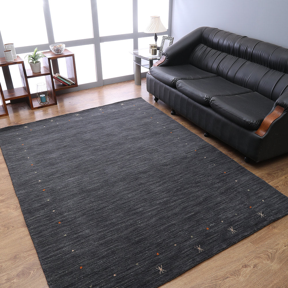 Hand Knotted Loom Wool Rectangle Area Rug Contemporary Charcoal L00109