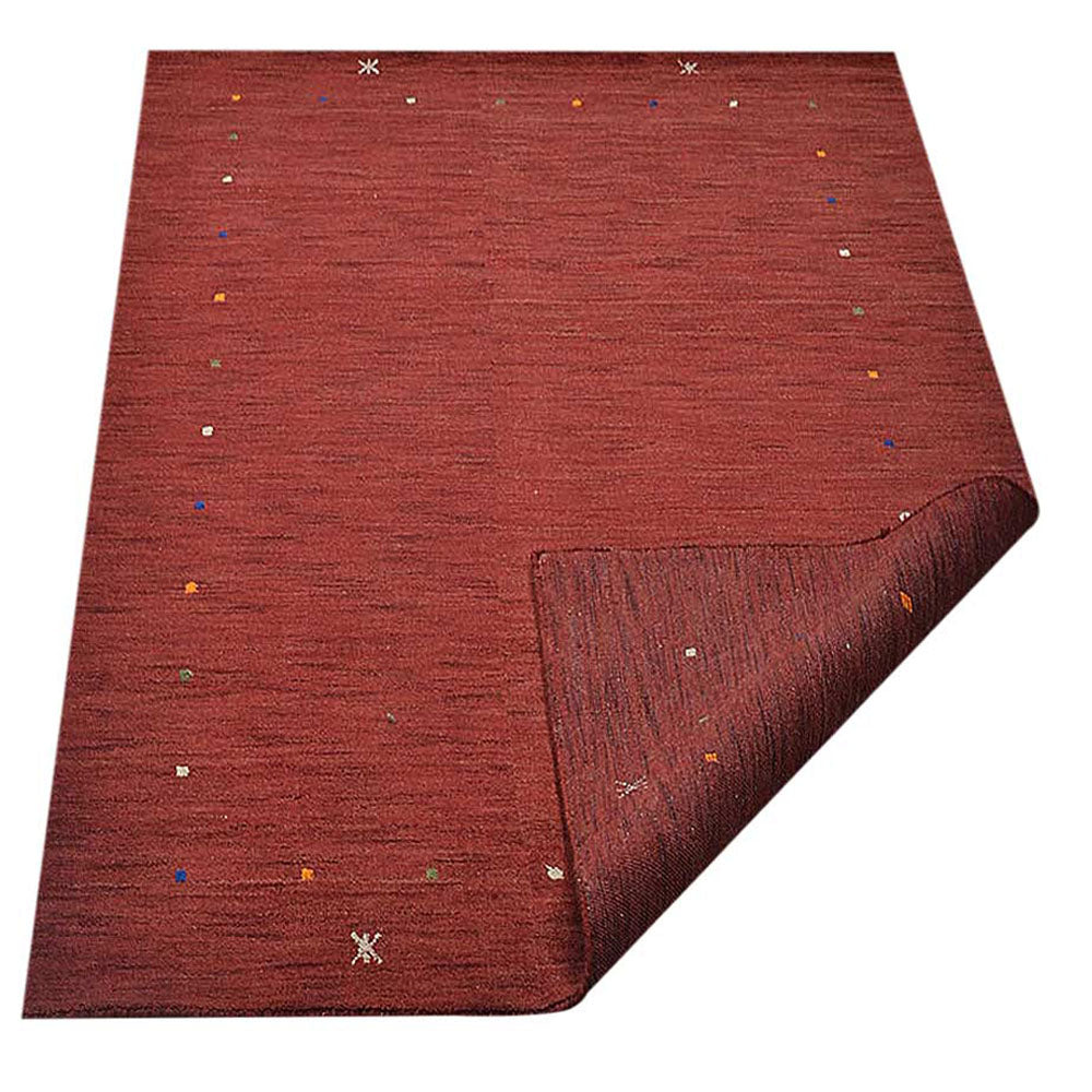 Hand Knotted Loom Wool Rectangle Area Rug Contemporary Dark Red L00109