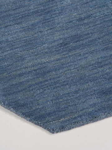 Hand Knotted Loom Wool Octagon Area Rug Solid Blue L00111