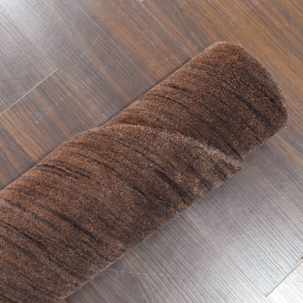 Hand Knotted Loom Wool Round Area Rug Solid Brown L00111