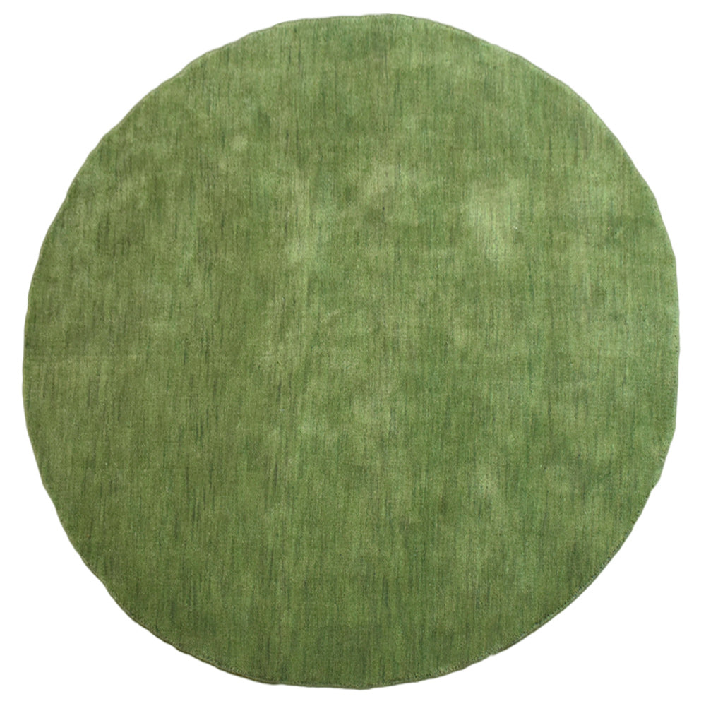 Hand Knotted Loom Wool Round Area Rug Solid Green L00111